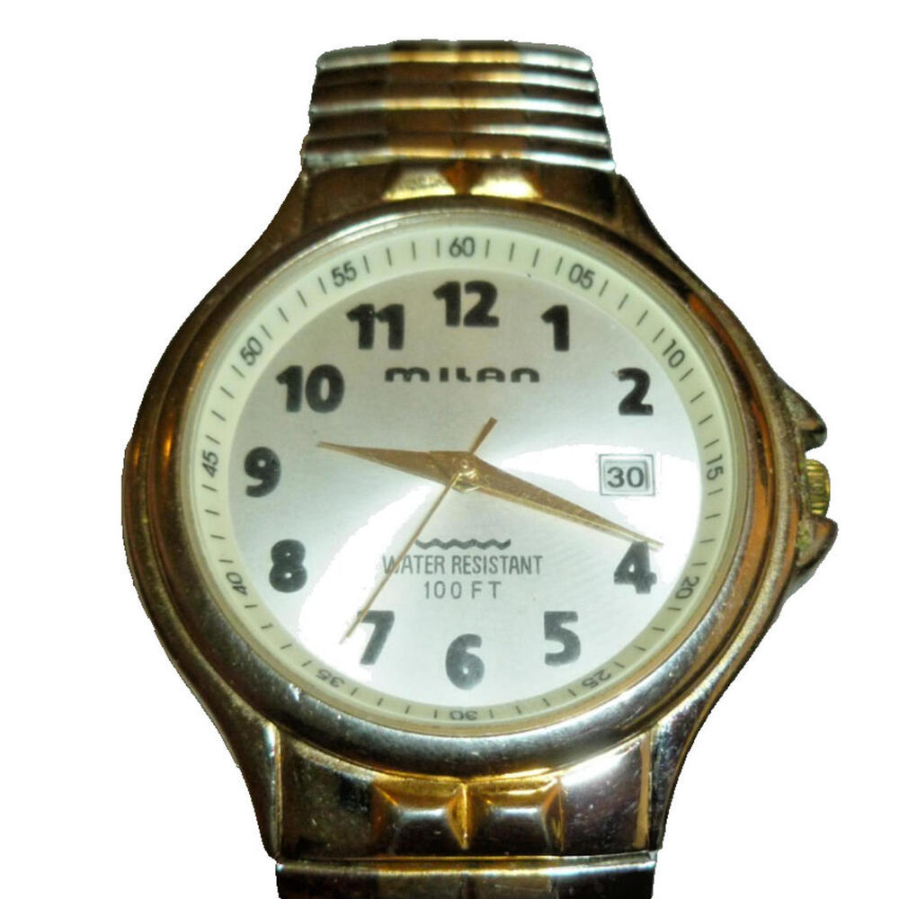 MILAN Watch Two Toned Gold &‎ Silver Men's Water Resistant 100FT